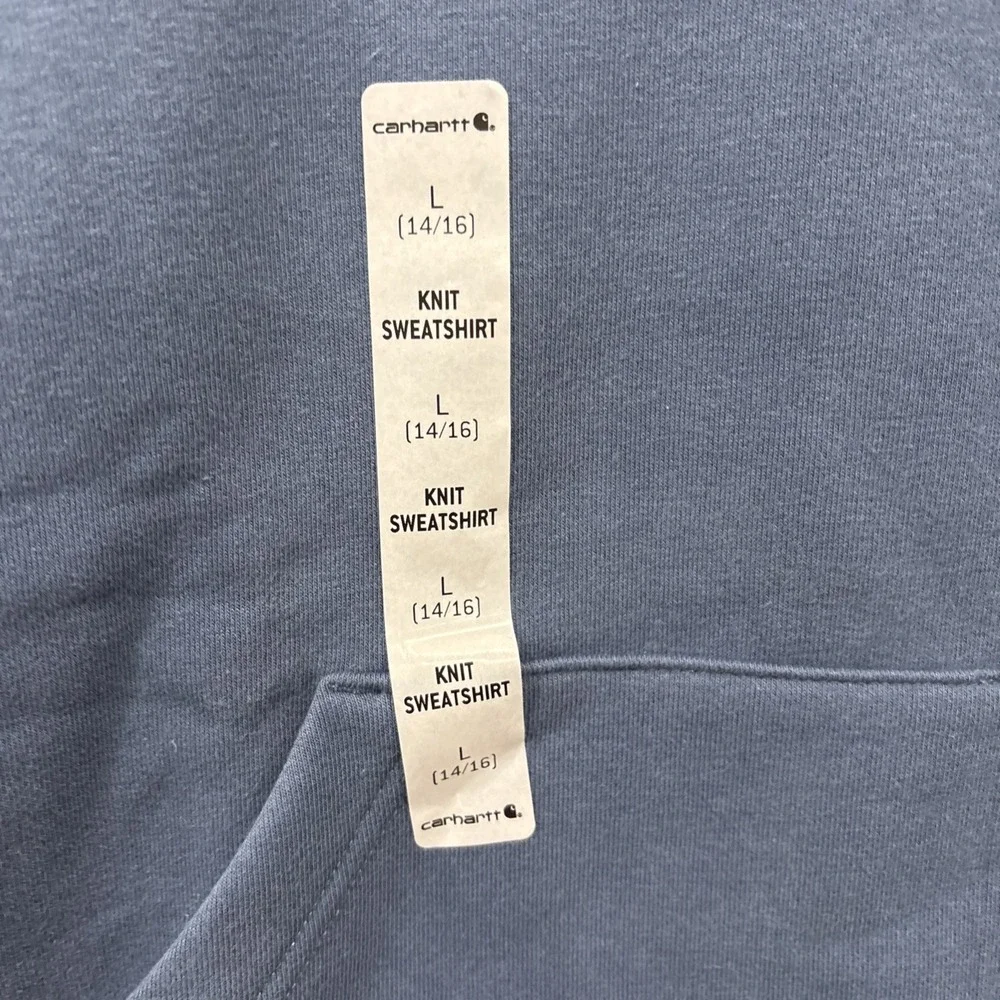 carhartt pullover sweatshirt, Youth Large, Steel Blue With Graphic Logo